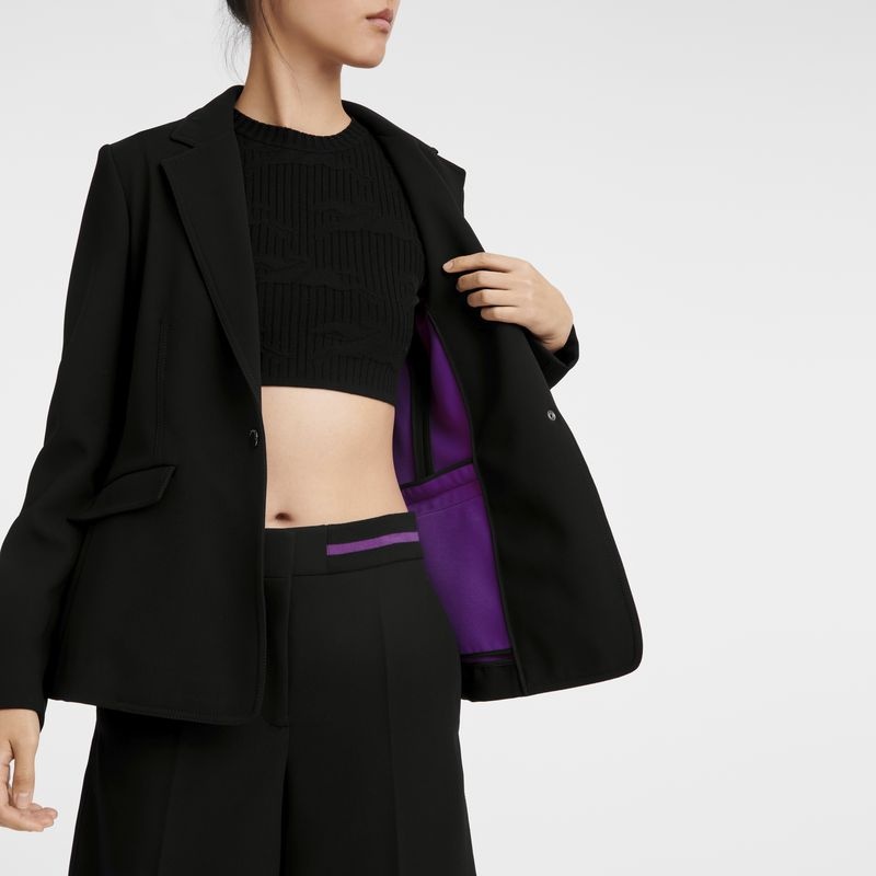 Black Women's Longchamp Jackets | 8923-RMCXZ