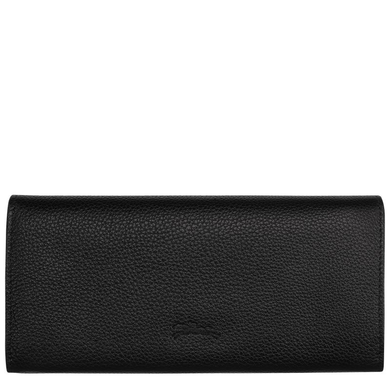 Black Women's Longchamp Le Foulonné Continental Wallet | 7804-MYNTX