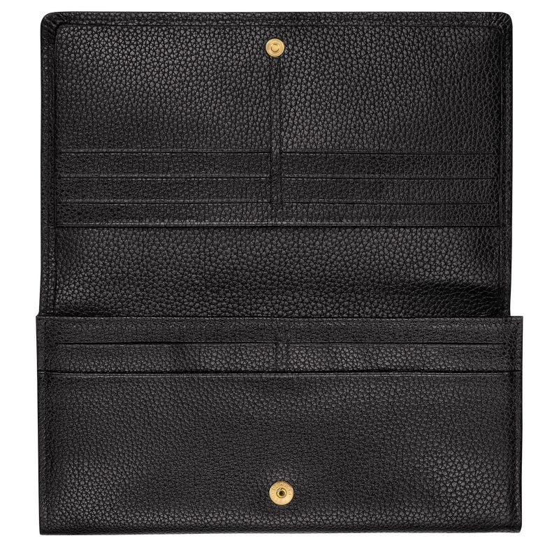 Black Women's Longchamp Le Foulonné Continental Wallet | 5816-QPGFC