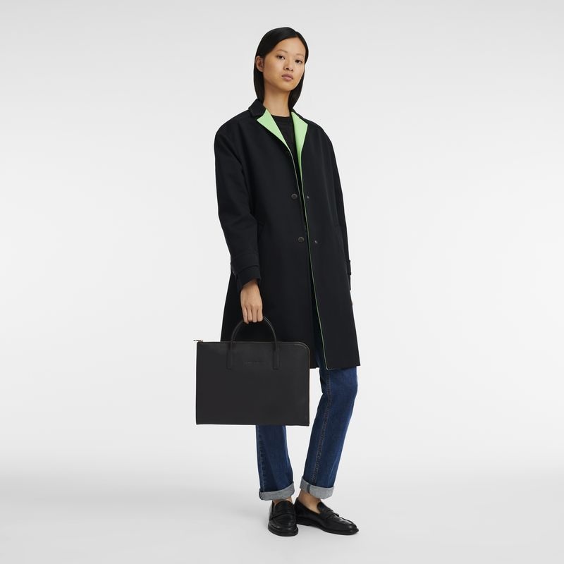 Black Women's Longchamp Le Foulonné S Briefcase | 4876-HTLEJ