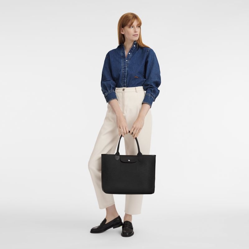 Black Women's Longchamp Le Pliage City L Tote Bags | 4270-HXROF