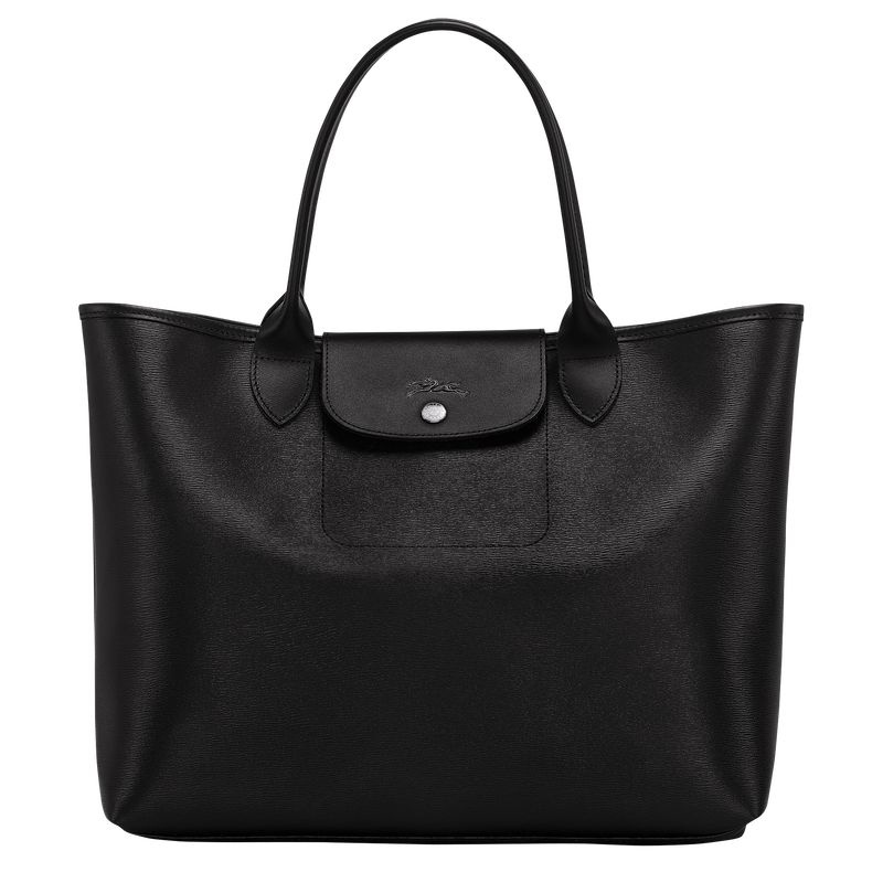 Black Women\'s Longchamp Le Pliage City L Tote Bags | 4270-HXROF