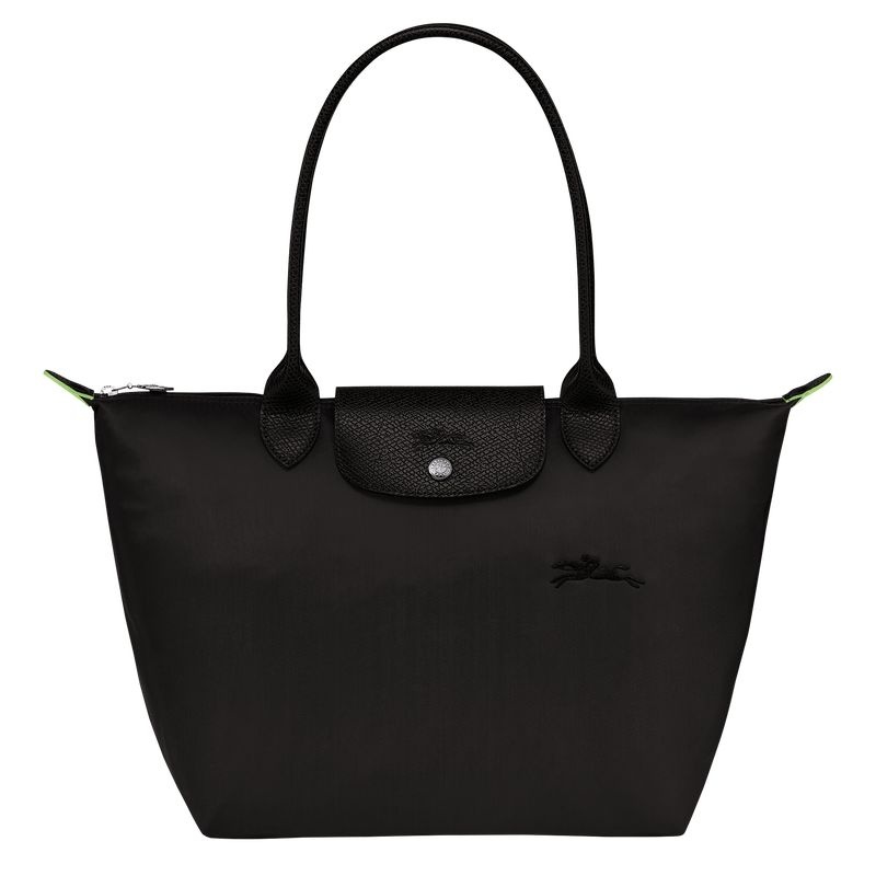 Black Women\'s Longchamp Le Pliage Green M Tote Bags | 0893-KSENH