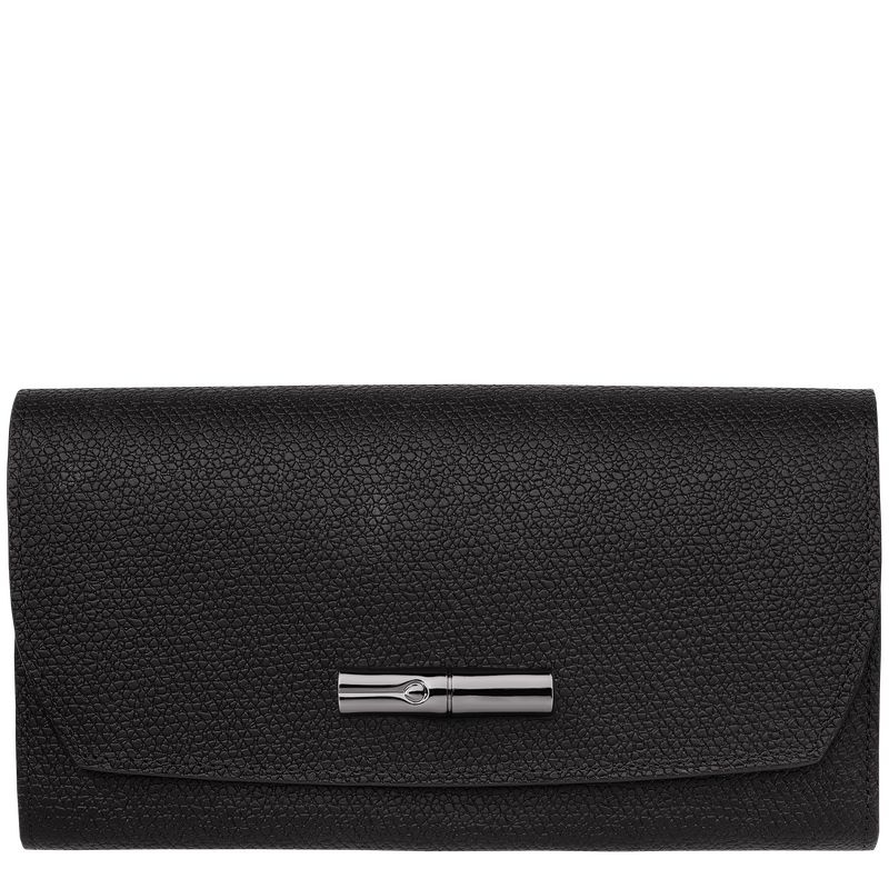 Black Women\'s Longchamp Roseau Continental Wallet | 5819-PHDGR