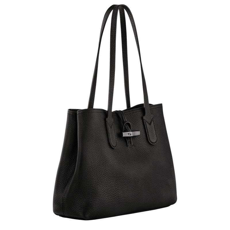 Black Women's Longchamp Roseau Essential M Tote Bags | 3816-APIQT