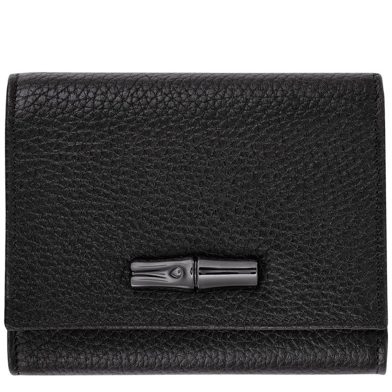 Black Women\'s Longchamp Roseau Essential Wallet | 4312-QYKNL