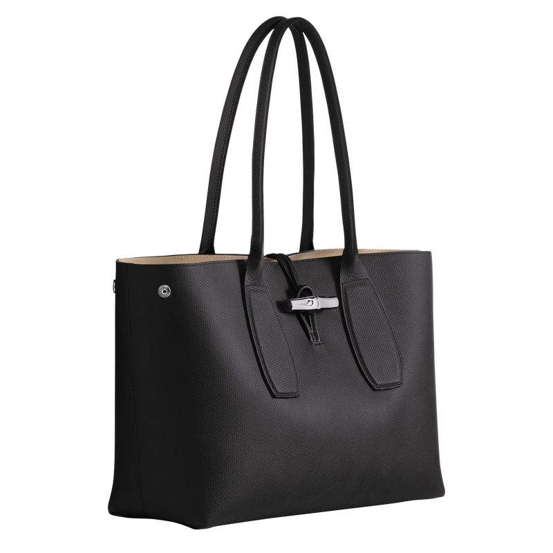 Black Women's Longchamp Roseau L Tote Bags | 0316-IXHAC