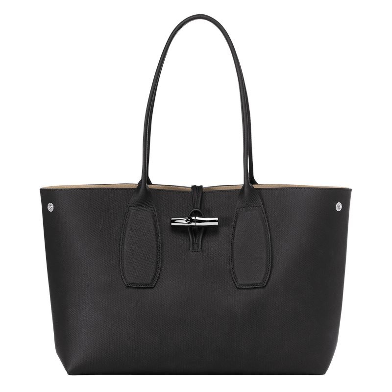 Black Women's Longchamp Roseau L Tote Bags | 0316-IXHAC