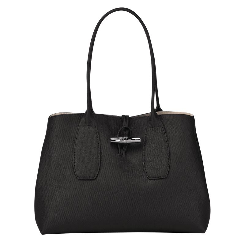 Black Women\'s Longchamp Roseau L Tote Bags | 0316-IXHAC