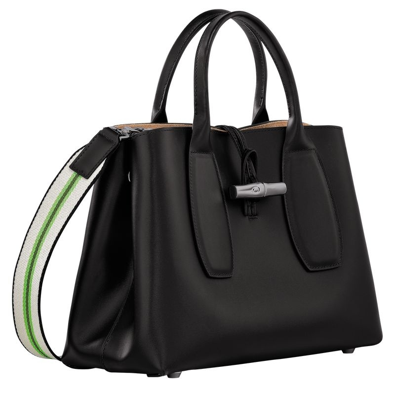 Black Women's Longchamp Roseau M Handbag | 3945-KCENZ