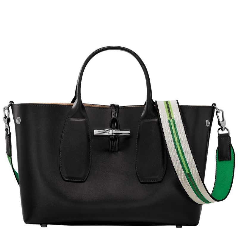 Black Women's Longchamp Roseau M Handbag | 3945-KCENZ