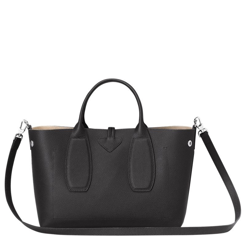 Black Women's Longchamp Roseau M Handbag | 4098-CFHGA