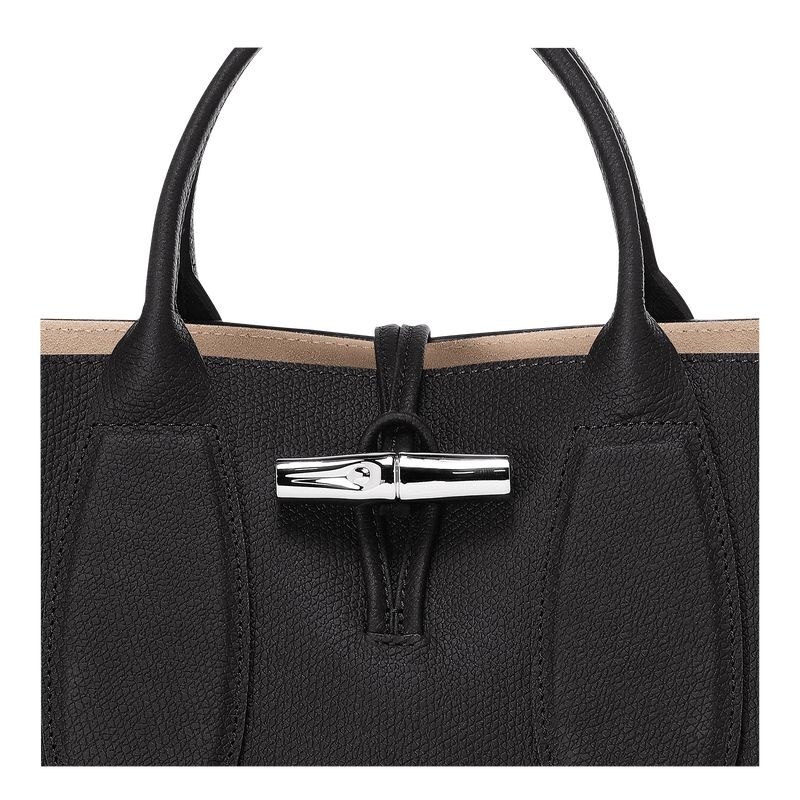 Black Women's Longchamp Roseau M Handbag | 4098-CFHGA