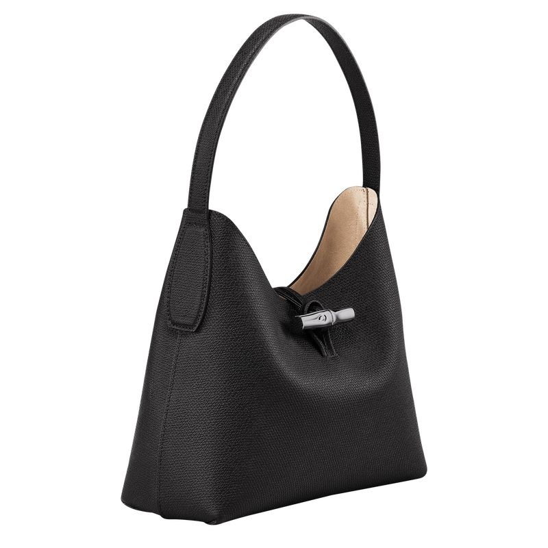 Black Women's Longchamp Roseau M Hobo Bag | 3285-GTYPF