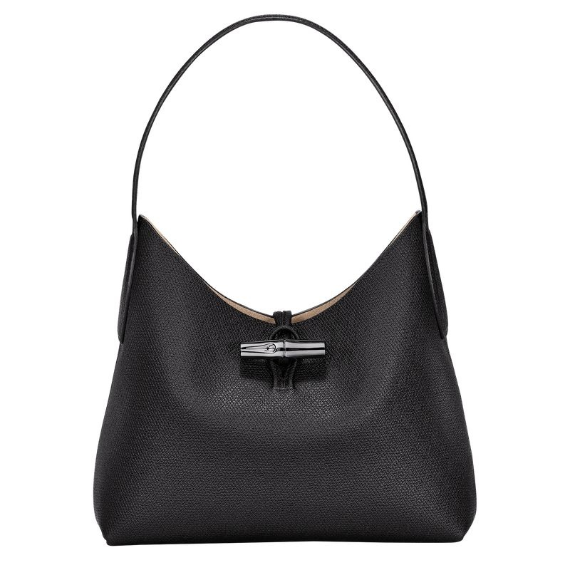 Black Women\'s Longchamp Roseau M Hobo Bag | 3285-GTYPF