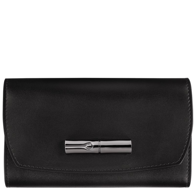 Black Women\'s Longchamp Roseau Wallet | 1493-GWDYP