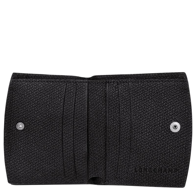 Black Women's Longchamp Roseau Wallet | 4531-RGJHE