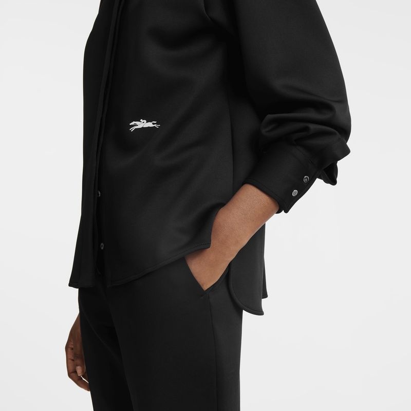 Black Women's Longchamp Shirts | 8502-OABLK