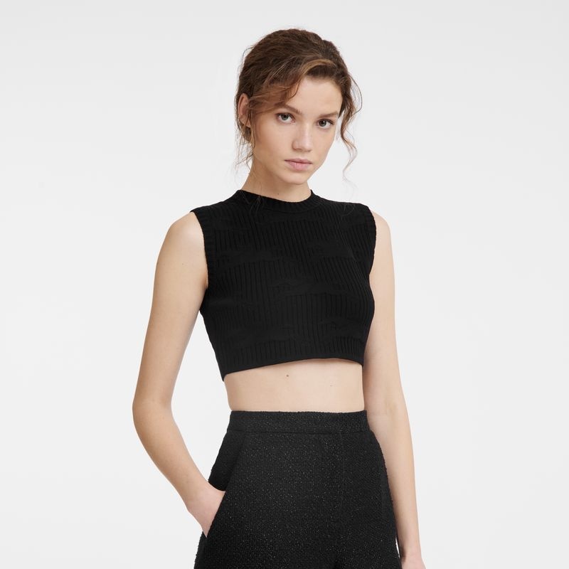 Black Women's Longchamp Sleeveless Tops | 7269-IMFAP