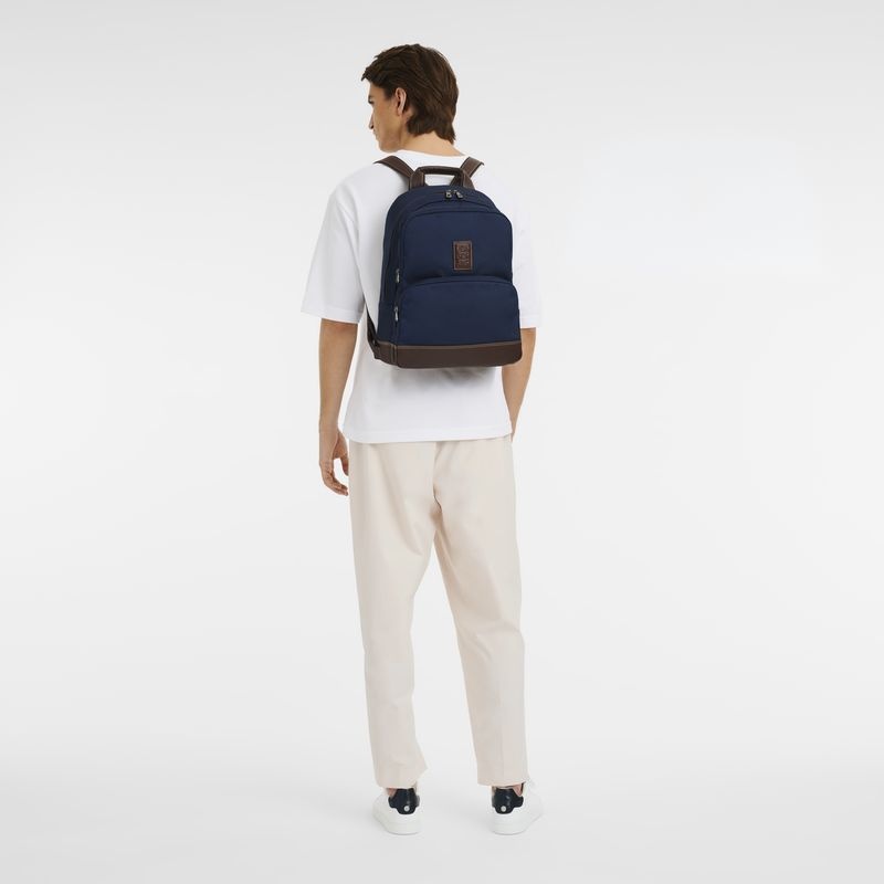 Blue Men's Longchamp Boxford Backpacks | 2168-BLHUX