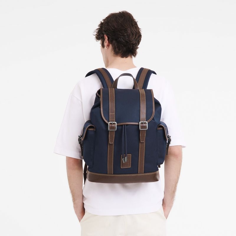 Blue Men's Longchamp Boxford Backpacks | 8265-XTPFS