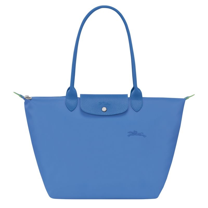 Blue Women\'s Longchamp Le Pliage Green L Tote Bags | 4891-XKEGI