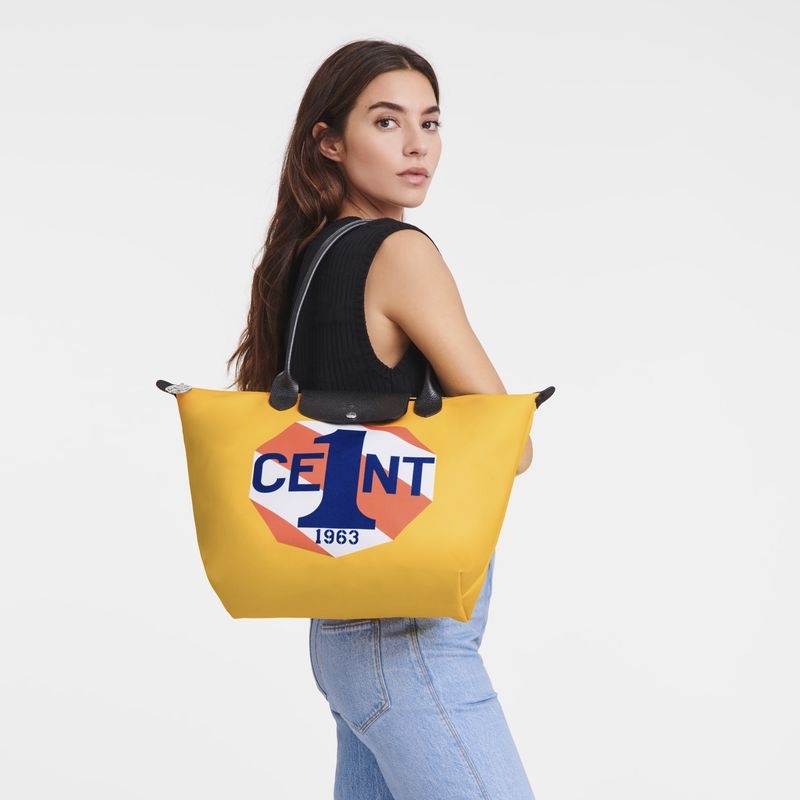 Blue Women's Longchamp x Robert Indiana L Tote Bags | 0268-WAUDY