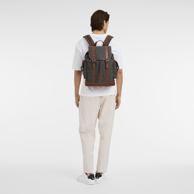 Brown Men's Longchamp Boxford Backpacks | 2810-FAIMG