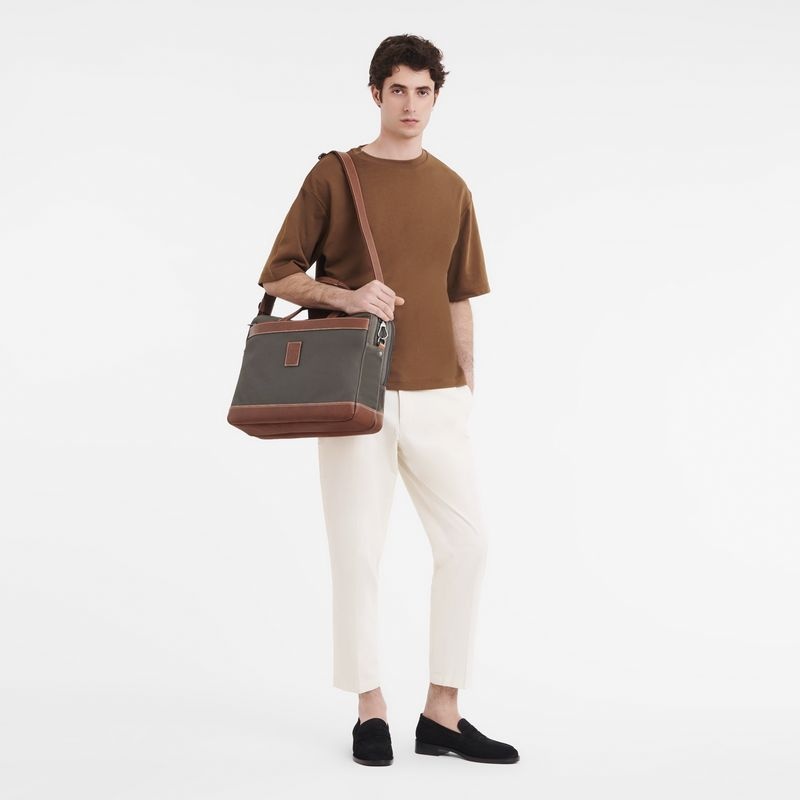 Brown Men's Longchamp Boxford L Briefcase | 4503-EMNPO