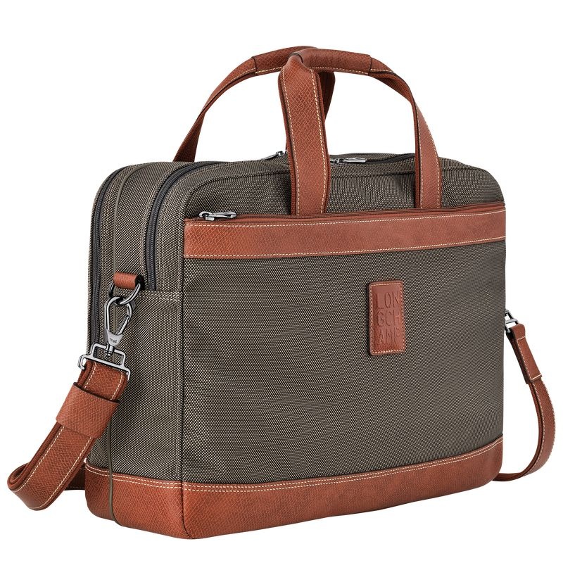 Brown Men's Longchamp Boxford L Briefcase | 4503-EMNPO