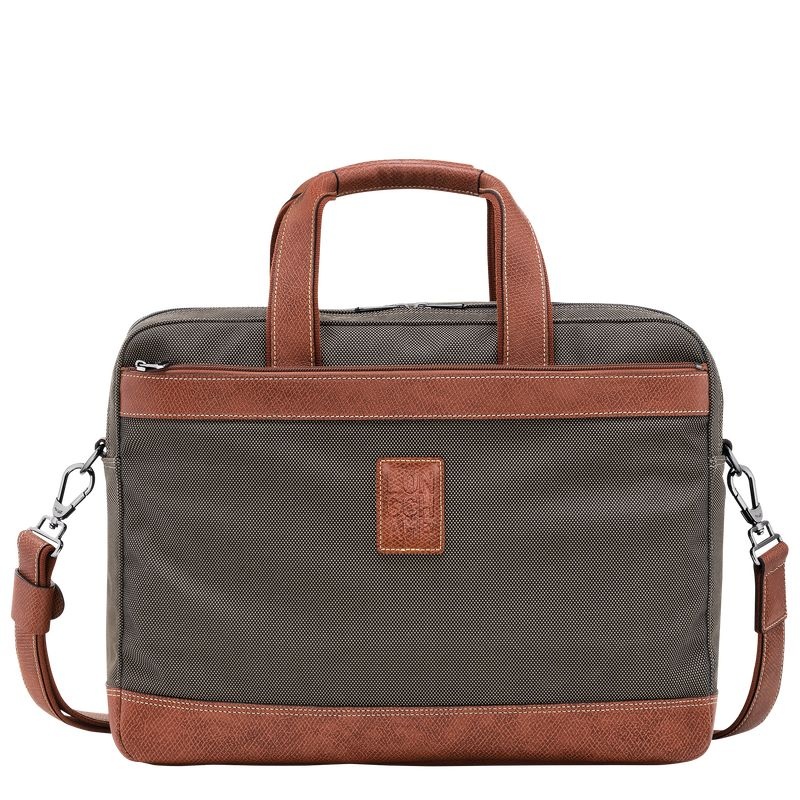 Brown Men\'s Longchamp Boxford L Briefcase | 4503-EMNPO