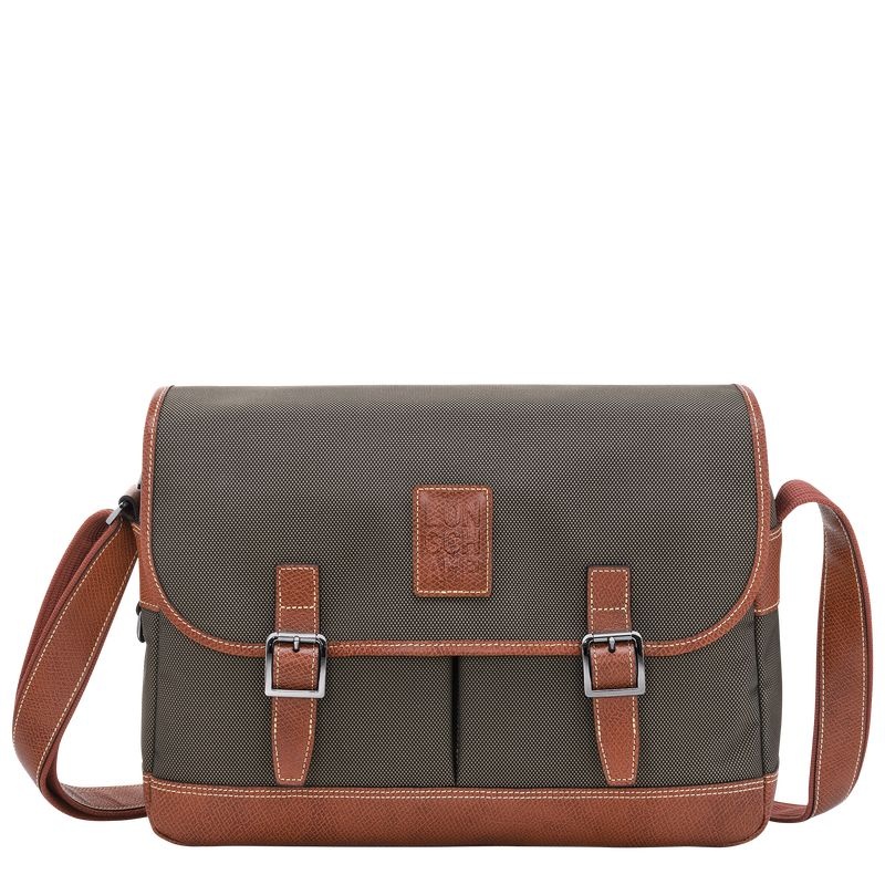 Brown Men\'s Longchamp Boxford L Crossbody Bags | 5403-HULNV