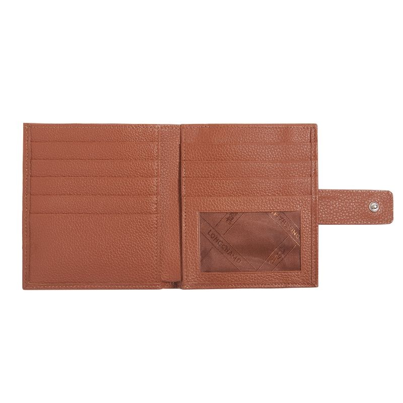 Brown Women's Longchamp Le Foulonné Compact Wallet | 6285-CVBDI