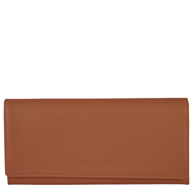 Brown Women\'s Longchamp Le Foulonné Continental Wallet | 3672-SRVXG