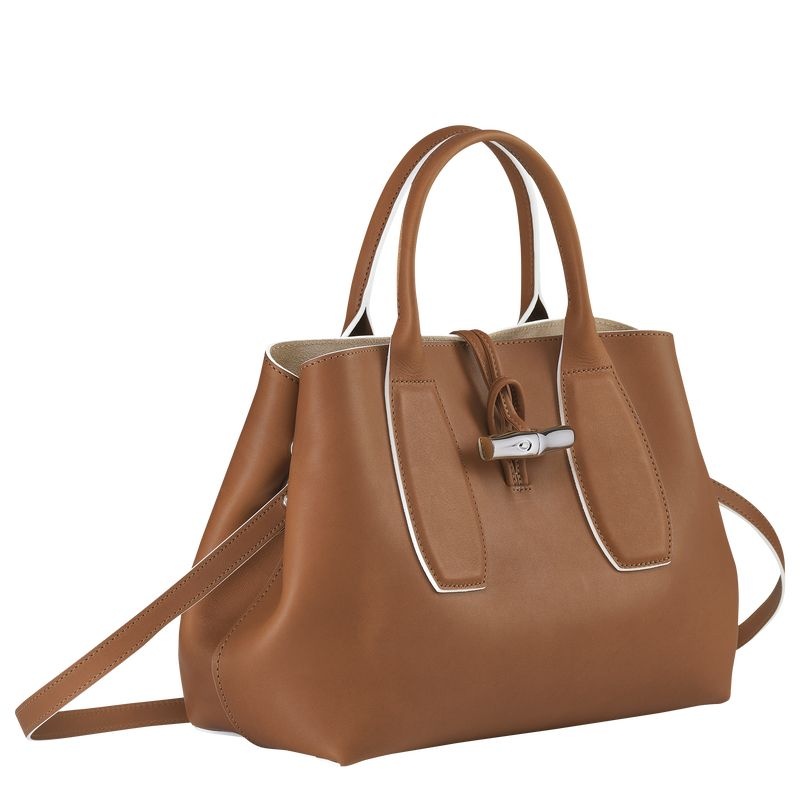 Brown Women's Longchamp Roseau M Handbag | 7834-YHMOF