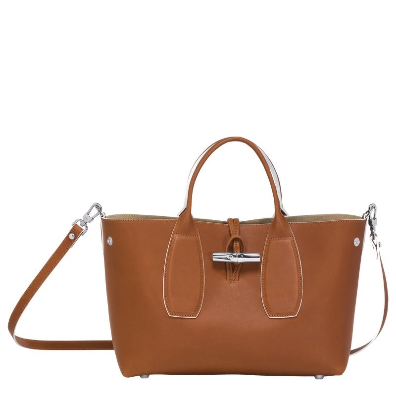 Brown Women's Longchamp Roseau M Handbag | 7834-YHMOF