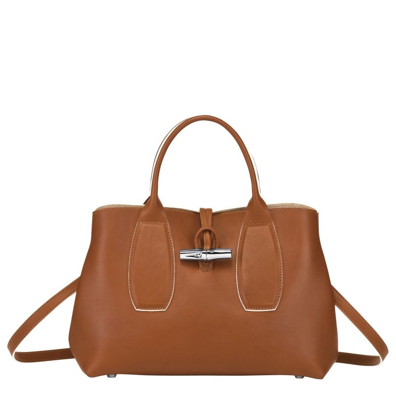 Brown Women\'s Longchamp Roseau M Handbag | 7834-YHMOF