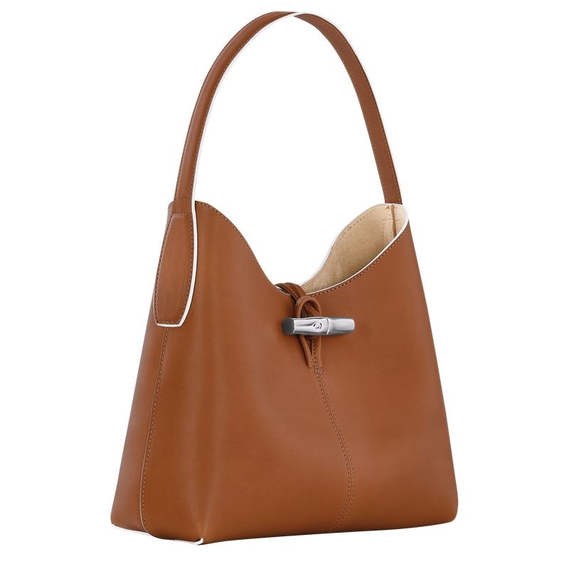 Brown Women's Longchamp Roseau M Hobo Bag | 6273-LHASW