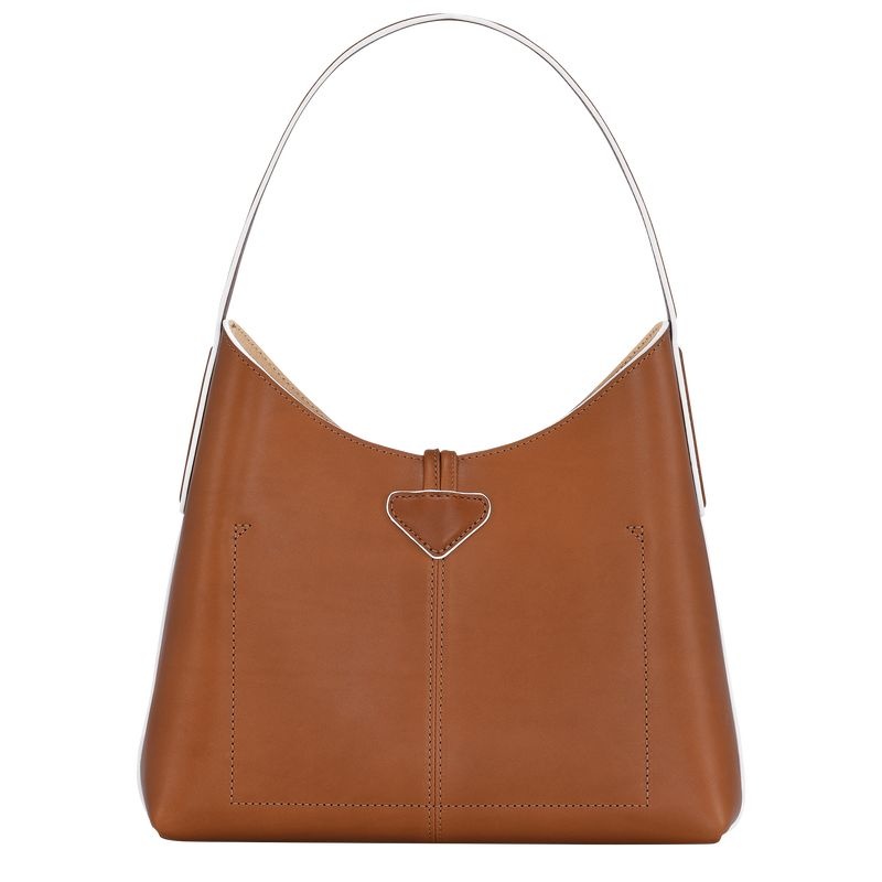 Brown Women's Longchamp Roseau M Hobo Bag | 6273-LHASW