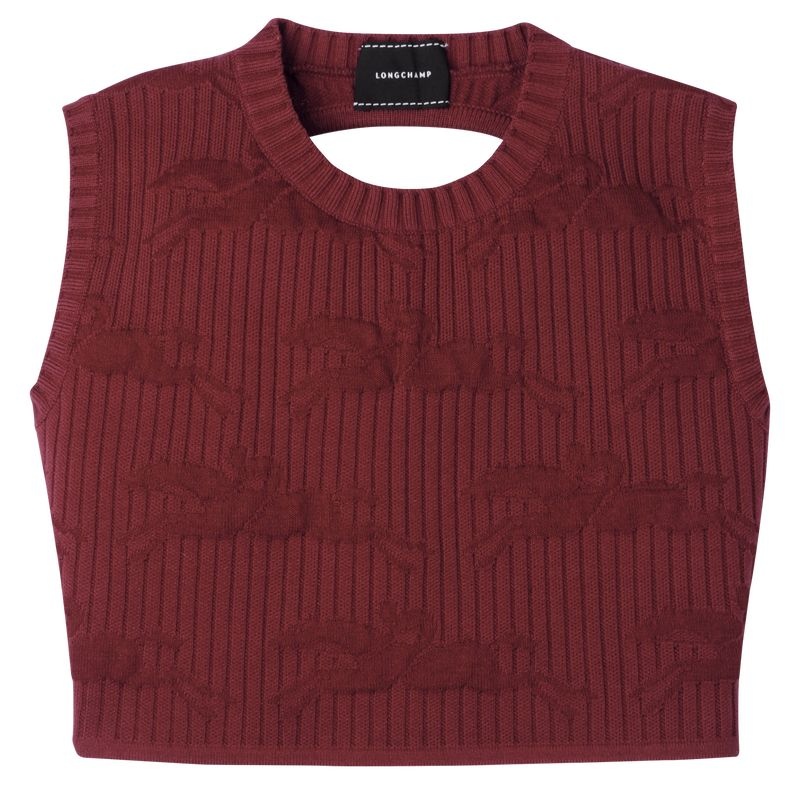 Burgundy Women\'s Longchamp Sleeveless Tops | 1653-XFPYU