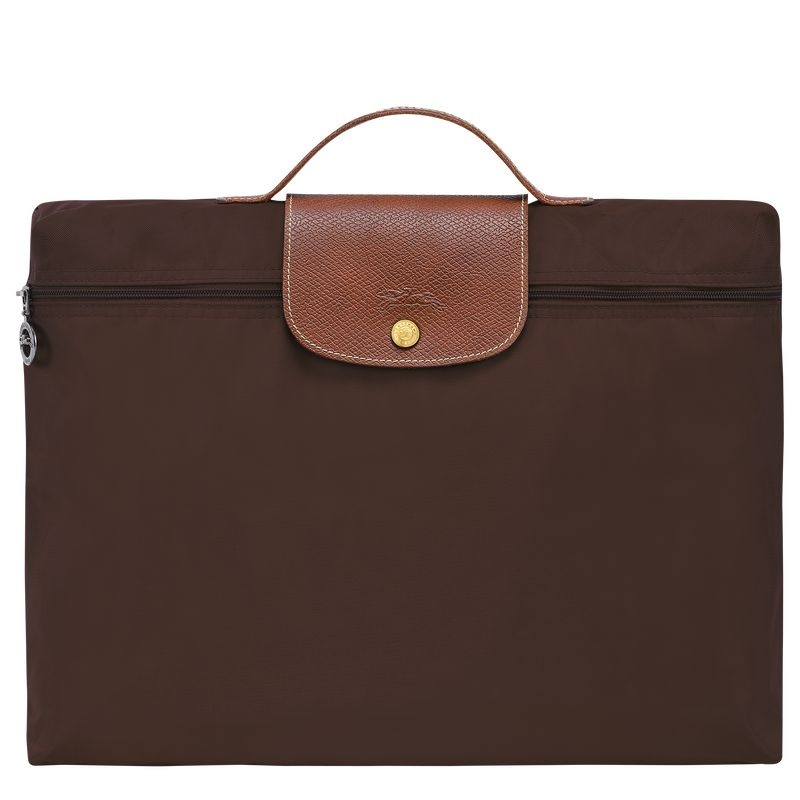 Chocolate Men\'s Longchamp Le Pliage Original S Briefcase | 4103-MXDCA