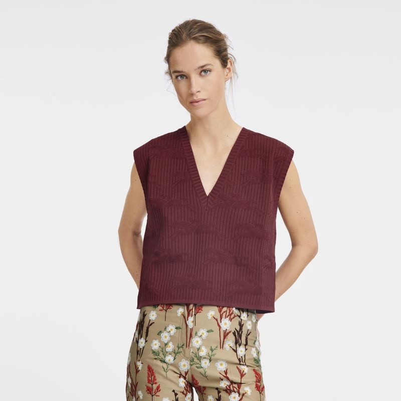 Chocolate Women's Longchamp Sleeveless Sweaters | 3720-HOSMF