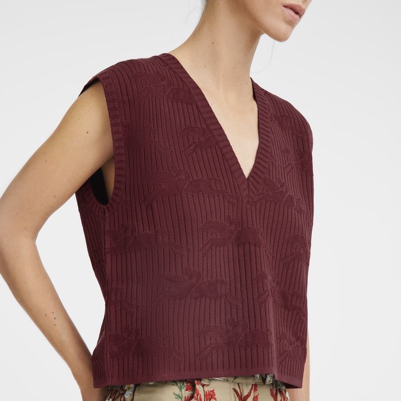 Chocolate Women's Longchamp Sleeveless Sweaters | 3720-HOSMF