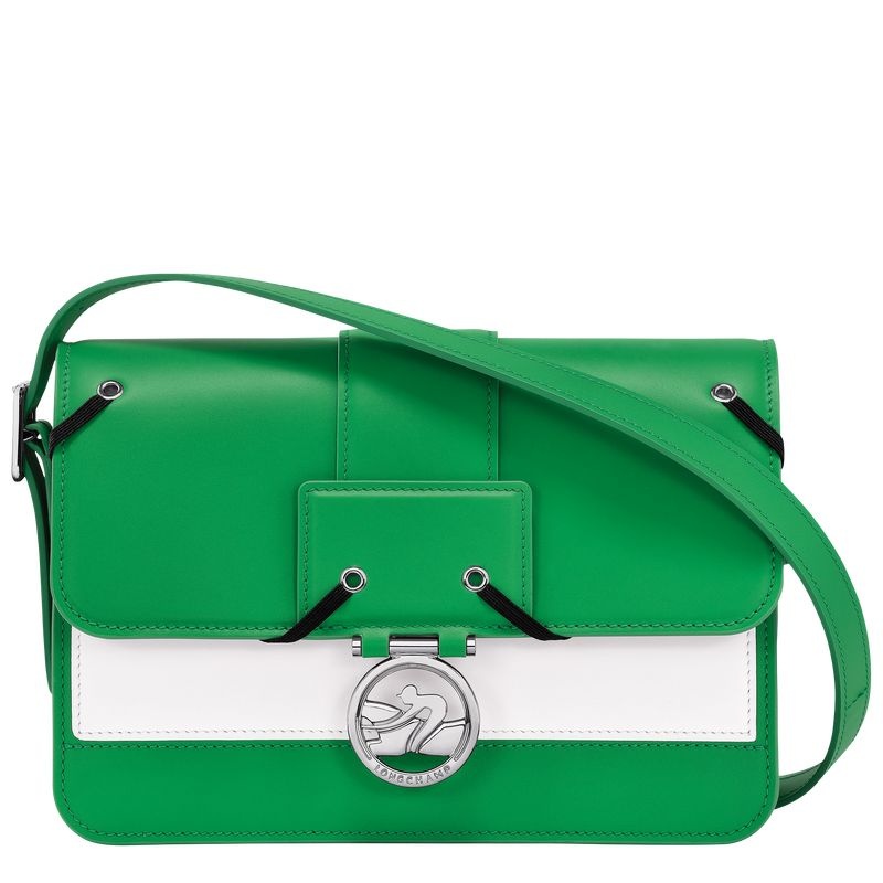 Green Women\'s Longchamp Box-Trot M Crossbody Bags | 8527-UBLHN