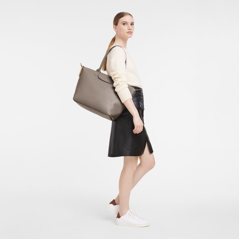 Grey Brown Women's Longchamp Le Pliage City L Tote Bags | 5269-XPVAD