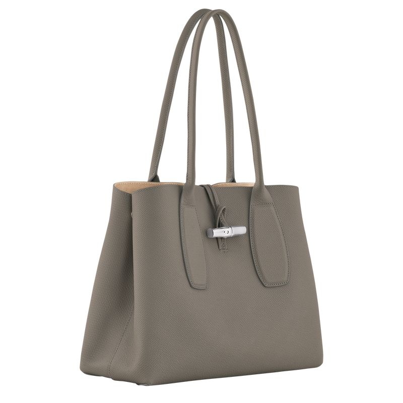 Grey Women's Longchamp Roseau L Tote Bags | 9726-VQULC