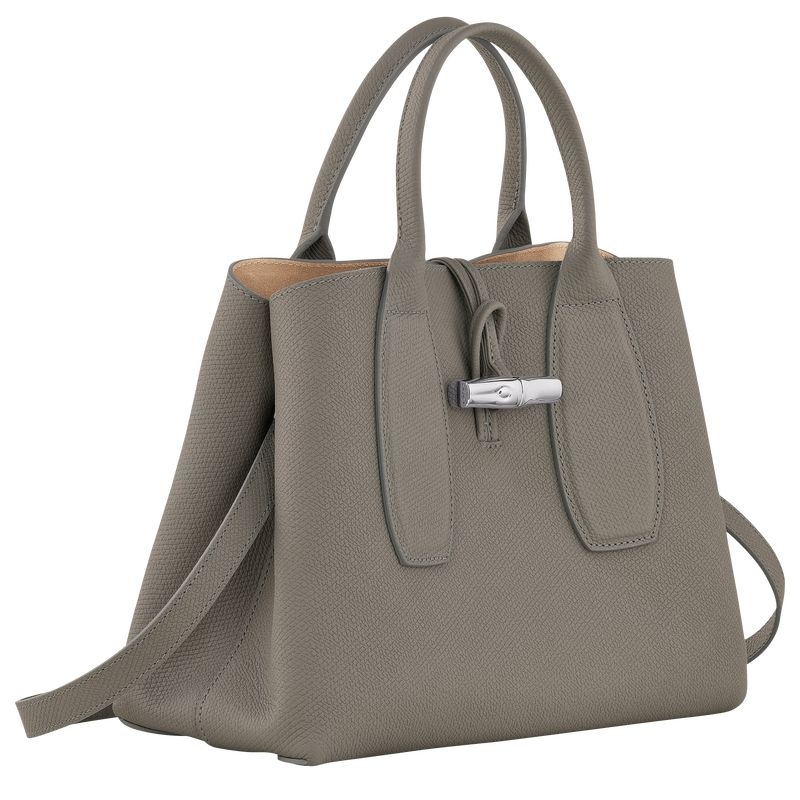 Grey Women's Longchamp Roseau M Handbag | 5708-VLUHF