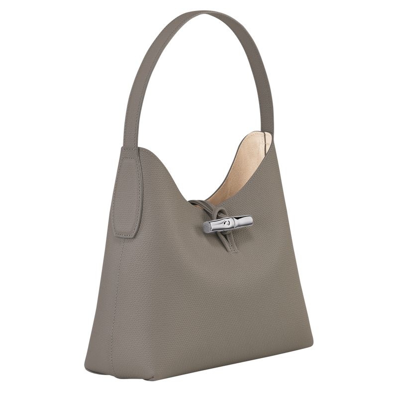 Grey Women's Longchamp Roseau M Hobo Bag | 5790-DXSQW