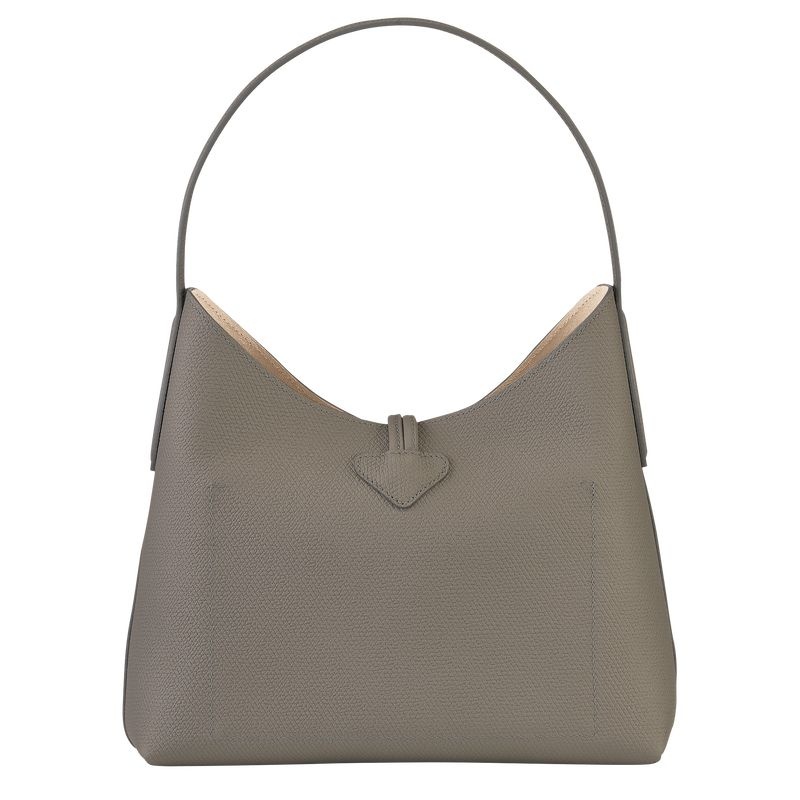 Grey Women's Longchamp Roseau M Hobo Bag | 5790-DXSQW