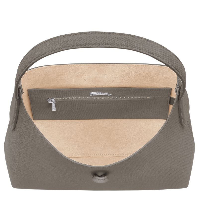 Grey Women's Longchamp Roseau M Hobo Bag | 5790-DXSQW